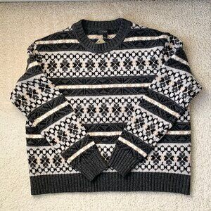 NWT J. Crew Fair Isle Cropped Wool Sweater, Multi-colored, Small